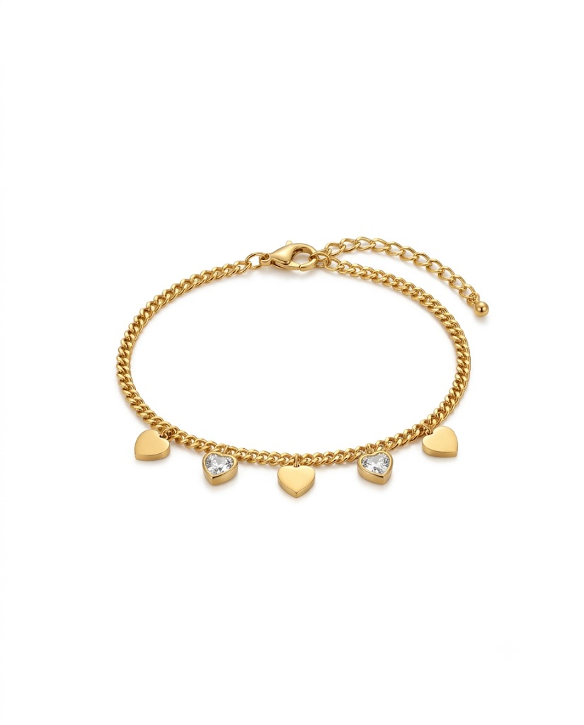 Crystal Heart Charm Bracelet